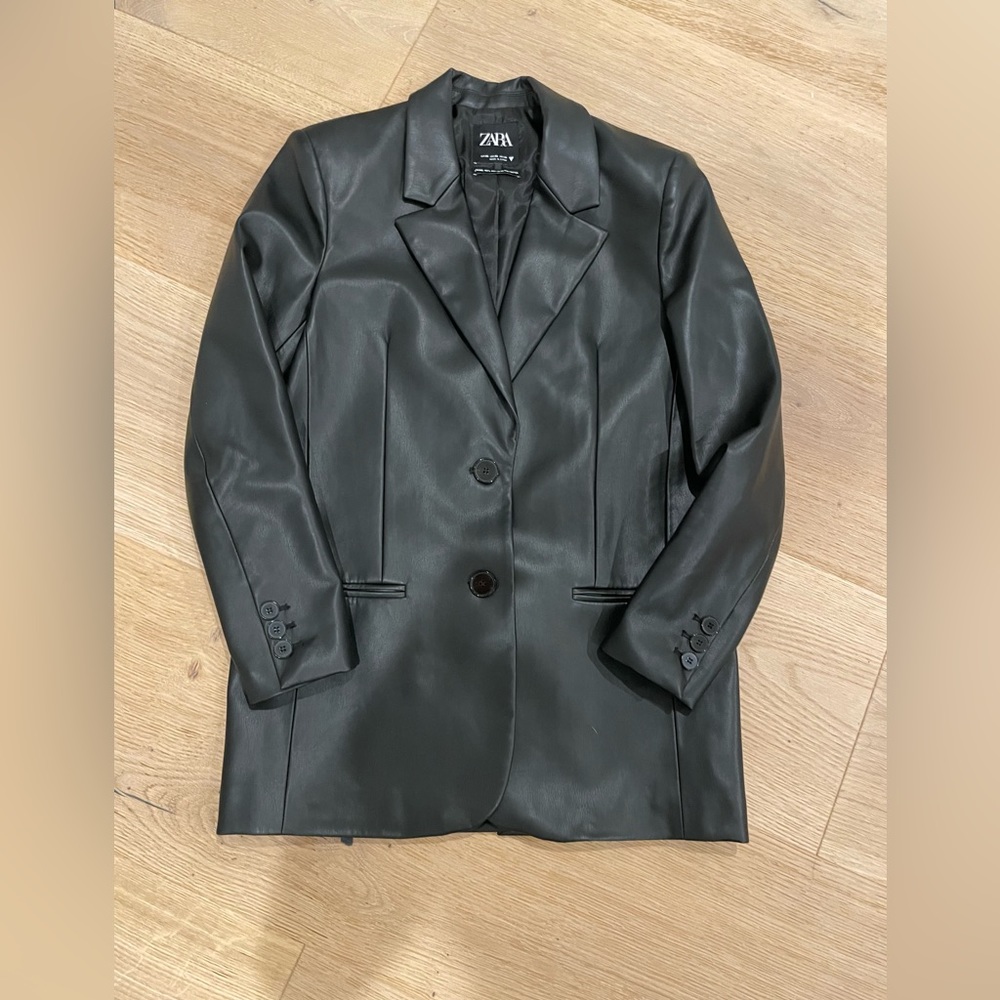 Zara Faux Leather Blazer XS